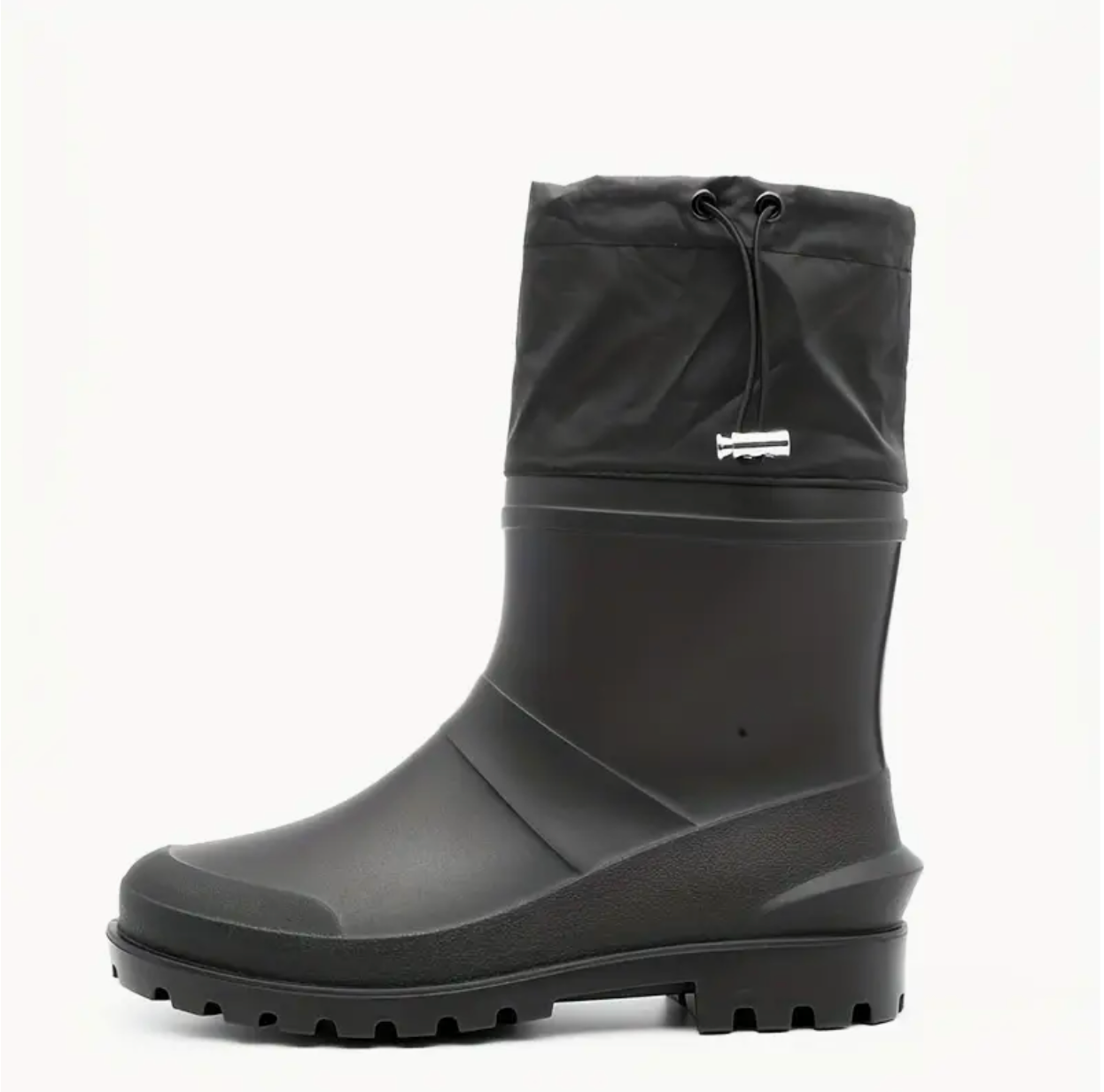 Men’s Waterproof Anti-Slip Slip-On Ankle Boots—Durable PVC Outdoor Shoes (All-Season, Black)