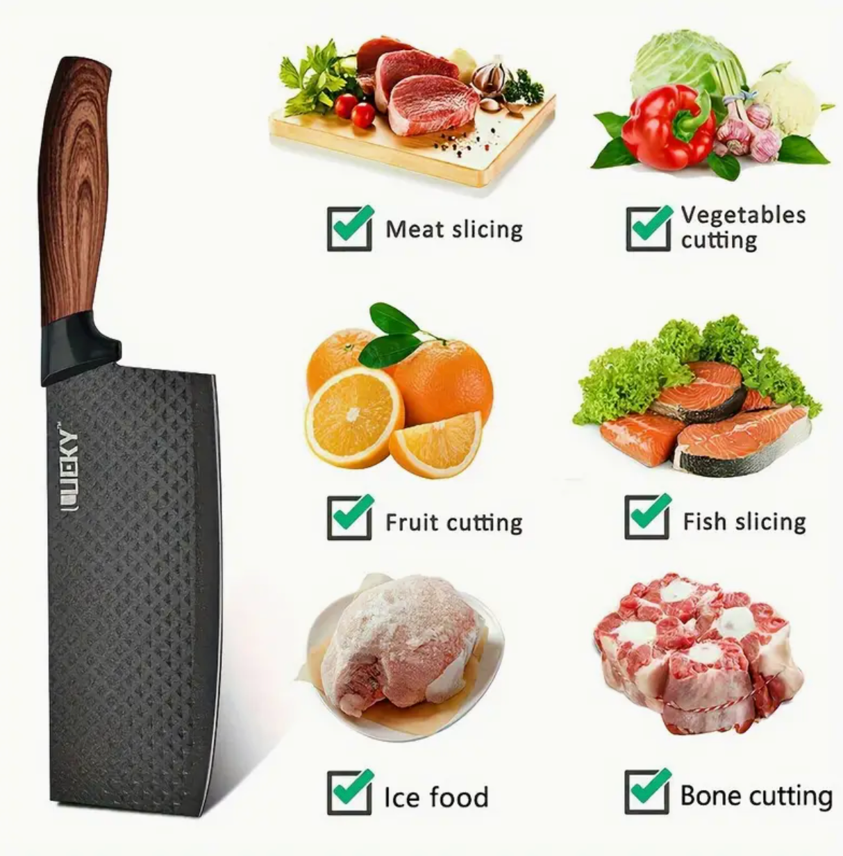 Professional 1/6 Kitchen Knife Set – Chef’s Knife, Slicing Knife, Scraper & Scissors | Ultra-Sharp Stainless Steel | Anti-Stick Ergonomic Wooden Handles | Gift Box | Ideal for Home, Professional Use & Travel