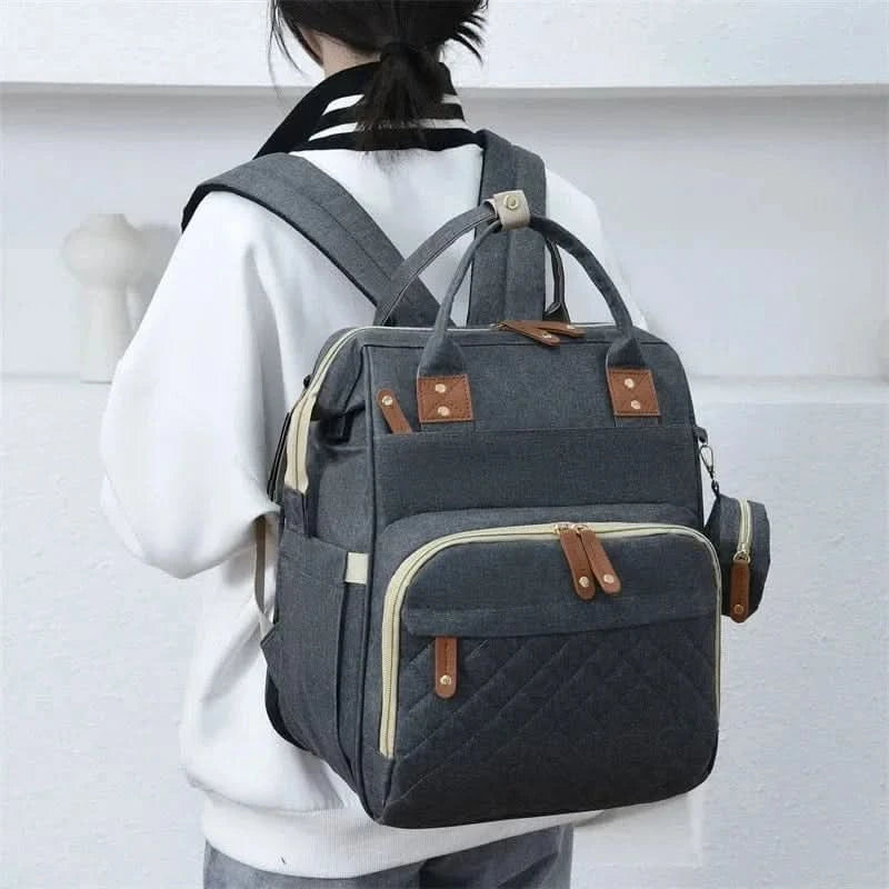 WOW GOODS !! Foldable Bed Diaper Bag Mommy Bag Large Capacity Pacifier Baby Backpack with Insulated Bottle Bag Baby Stroller Hanging Bag