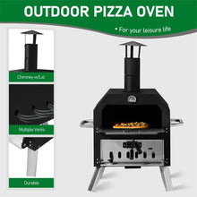 Outdoor Pizza Oven Wood Fired 2-Layer Pizza Ovens Outside Pizza Maker with Stone, Removable Cooking Rack for Camping Backyard