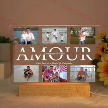 WOW GOODS !! AMOUR / Warm Light Custom Acrylic Lamp Personalized Photo Text Bedroom Night Light MOM DAD LOVE Friend Family Day Wedding Birthday Christmas Gift