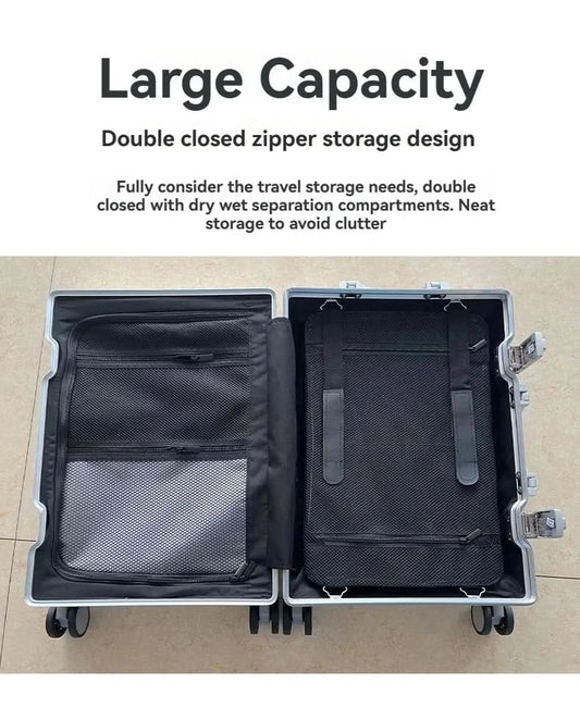 Large Capacity Durable Luggage for Men and Women, Aluminum, Carry-On, Boarding, Travel, New, 20, 24, 26, 28