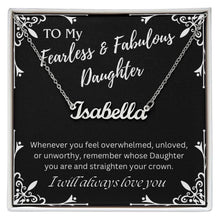 ShineOn Fulfillment Jewelry Polished Stainless Steel / Standard Box To My Fearless & Fabulous Daughter Custom Name Necklace, Daughter Gift From Dad, Mom, Daughter Jewelry, With Message Card And Gift Box