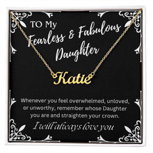 ShineOn Fulfillment Jewelry 18k Yellow Gold Finish / Standard Box To My Fearless & Fabulous Daughter Custom Name Necklace, Daughter Gift From Dad, Mom, Daughter Jewelry, With Message Card And Gift Box