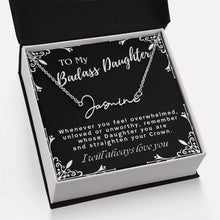 ShineOn Fulfillment Jewelry To My Badass Daughter Custom Name Necklace, Daughter Gift From Dad, Mom, Daughter Jewelry, With Message Card And Gift Box