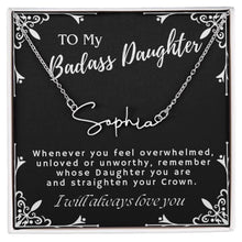 ShineOn Fulfillment Jewelry Polished Stainless Steel / Standard Box To My Badass Daughter Custom Name Necklace, Daughter Gift From Dad, Mom, Daughter Jewelry, With Message Card And Gift Box