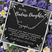 ShineOn Fulfillment Jewelry To My Badass Daughter Custom Name Necklace, Daughter Gift From Dad, Mom, Daughter Jewelry, With Message Card And Gift Box