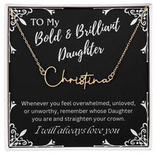 ShineOn Fulfillment Jewelry Gold Finish Over Stainless Steel / Standard Box To My Bold & Brilliant Daughter Custom Name Necklace, Daughter Gift From Dad, Mom, Daughter Jewelry, With Message Card And Gift Box