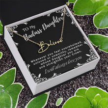 ShineOn Fulfillment Jewelry To My Badass Daughter Custom Name Necklace, Daughter Gift From Dad, Mom, Daughter Jewelry, With Message Card And Gift Box
