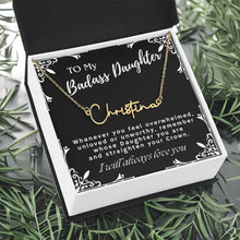 ShineOn Fulfillment Jewelry To My Badass Daughter Custom Name Necklace, Daughter Gift From Dad, Mom, Daughter Jewelry, With Message Card And Gift Box