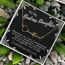 ShineOn Fulfillment Jewelry To My Badass Daughter Custom Name Necklace, Daughter Gift From Dad, Mom, Daughter Jewelry, With Message Card And Gift Box