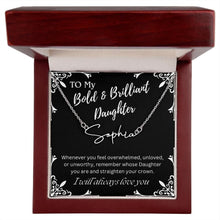 ShineOn Fulfillment Jewelry Polished Stainless Steel / Luxury Box To My Bold & Brilliant Daughter Custom Name Necklace, Daughter Gift From Dad, Mom, Daughter Jewelry, With Message Card And Gift Box