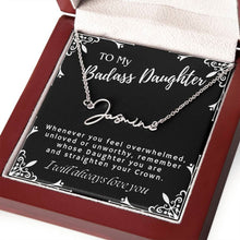 ShineOn Fulfillment Jewelry To My Badass Daughter Custom Name Necklace, Daughter Gift From Dad, Mom, Daughter Jewelry, With Message Card And Gift Box