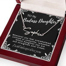 ShineOn Fulfillment Jewelry To My Badass Daughter Custom Name Necklace, Daughter Gift From Dad, Mom, Daughter Jewelry, With Message Card And Gift Box