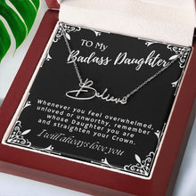 ShineOn Fulfillment Jewelry To My Badass Daughter Custom Name Necklace, Daughter Gift From Dad, Mom, Daughter Jewelry, With Message Card And Gift Box