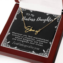 ShineOn Fulfillment Jewelry To My Badass Daughter Custom Name Necklace, Daughter Gift From Dad, Mom, Daughter Jewelry, With Message Card And Gift Box