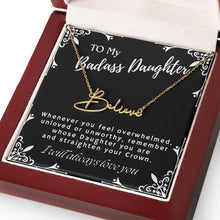 ShineOn Fulfillment Jewelry To My Badass Daughter Custom Name Necklace, Daughter Gift From Dad, Mom, Daughter Jewelry, With Message Card And Gift Box
