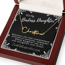 ShineOn Fulfillment Jewelry To My Badass Daughter Custom Name Necklace, Daughter Gift From Dad, Mom, Daughter Jewelry, With Message Card And Gift Box