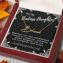 ShineOn Fulfillment Jewelry To My Badass Daughter Custom Name Necklace, Daughter Gift From Dad, Mom, Daughter Jewelry, With Message Card And Gift Box