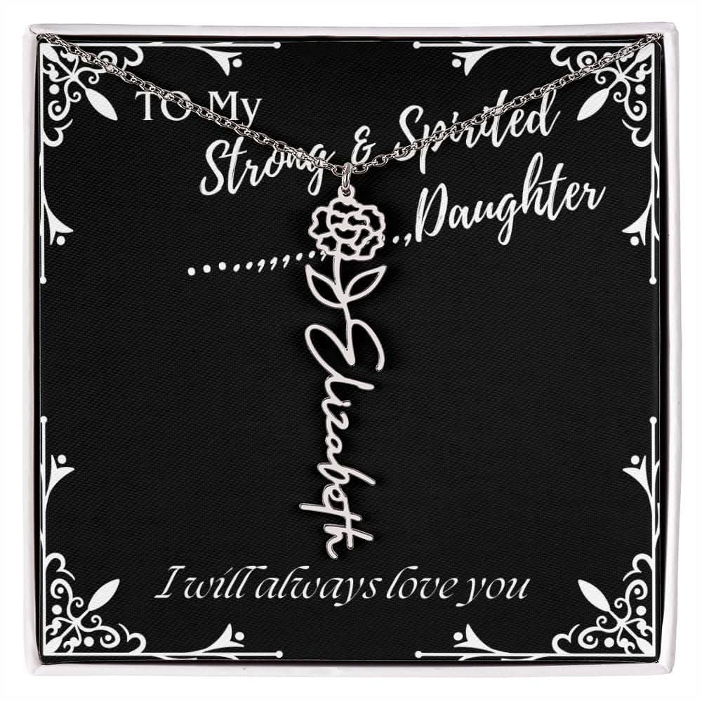 ShineOn Fulfillment Jewelry To My Strong & Spirited Daughter Custom Name Necklace, Daughter Gift From Dad, Mom, Daughter Jewelry, With Message Card And Gift Box