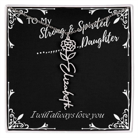 ShineOn Fulfillment Jewelry To My Strong & Spirited Daughter Custom Name Necklace, Daughter Gift From Dad, Mom, Daughter Jewelry, With Message Card And Gift Box