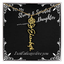 ShineOn Fulfillment Jewelry 18k Yellow Gold Finish / Standard Box / January To My Strong & Spirited Daughter Custom Name Necklace, Daughter Gift From Dad, Mom, Daughter Jewelry, With Message Card And Gift Box