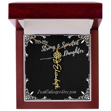 ShineOn Fulfillment Jewelry 18k Yellow Gold Finish / Luxury Box / January To My Strong & Spirited Daughter Custom Name Necklace, Daughter Gift From Dad, Mom, Daughter Jewelry, With Message Card And Gift Box