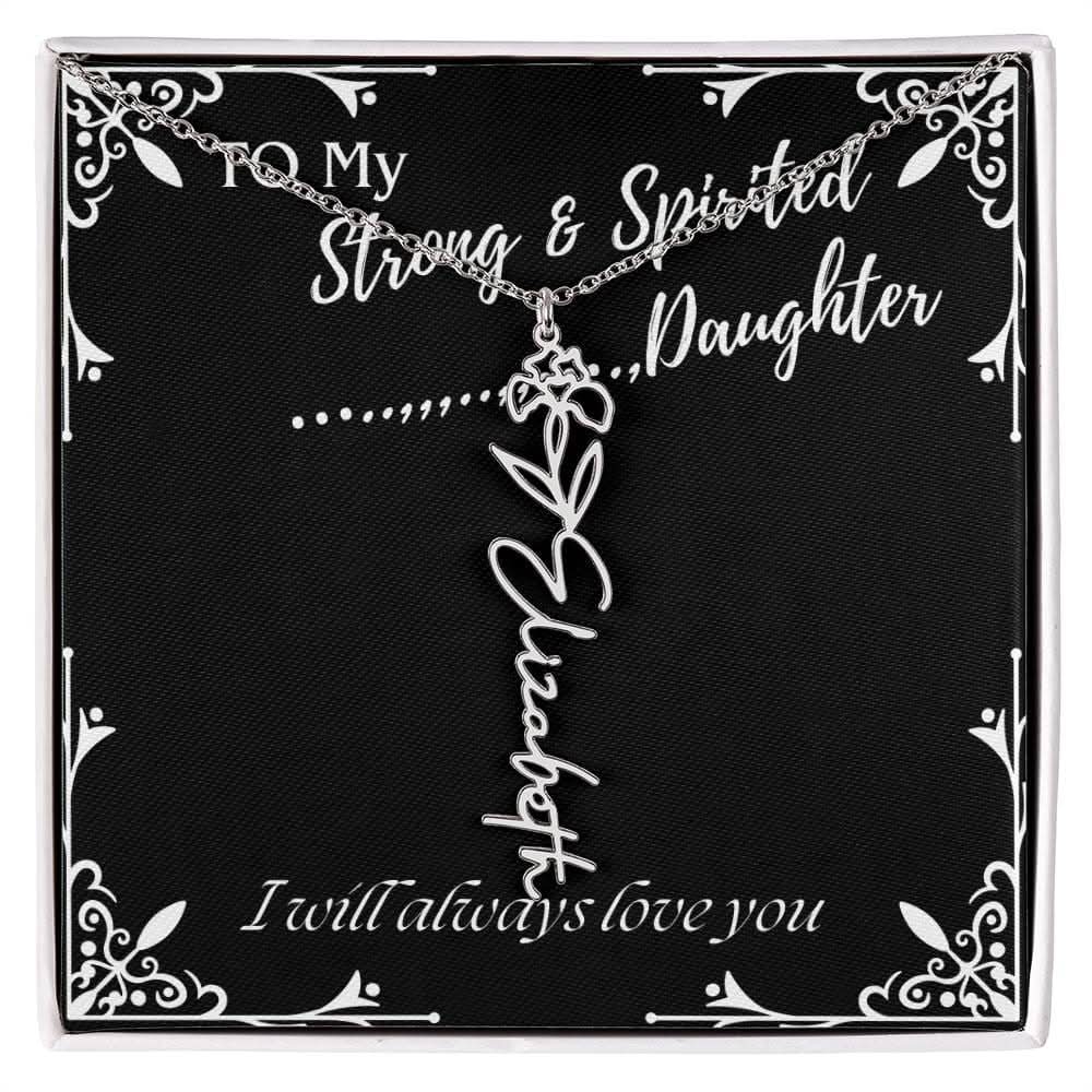 ShineOn Fulfillment Jewelry To My Strong & Spirited Daughter Custom Name Necklace, Daughter Gift From Dad, Mom, Daughter Jewelry, With Message Card And Gift Box