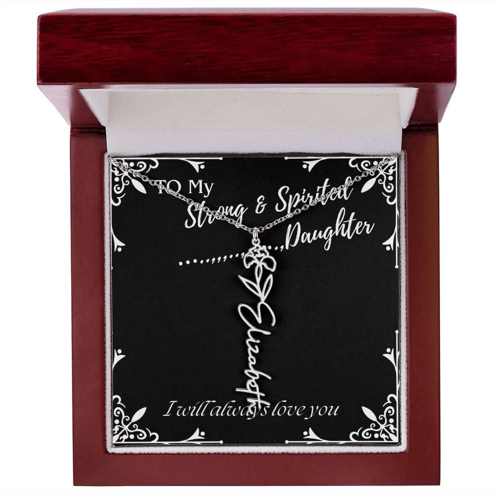 ShineOn Fulfillment Jewelry To My Strong & Spirited Daughter Custom Name Necklace, Daughter Gift From Dad, Mom, Daughter Jewelry, With Message Card And Gift Box