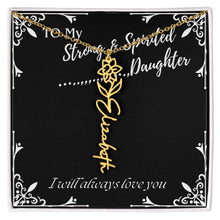 ShineOn Fulfillment Jewelry 18k Yellow Gold Finish / Standard Box / March To My Strong & Spirited Daughter Custom Name Necklace, Daughter Gift From Dad, Mom, Daughter Jewelry, With Message Card And Gift Box