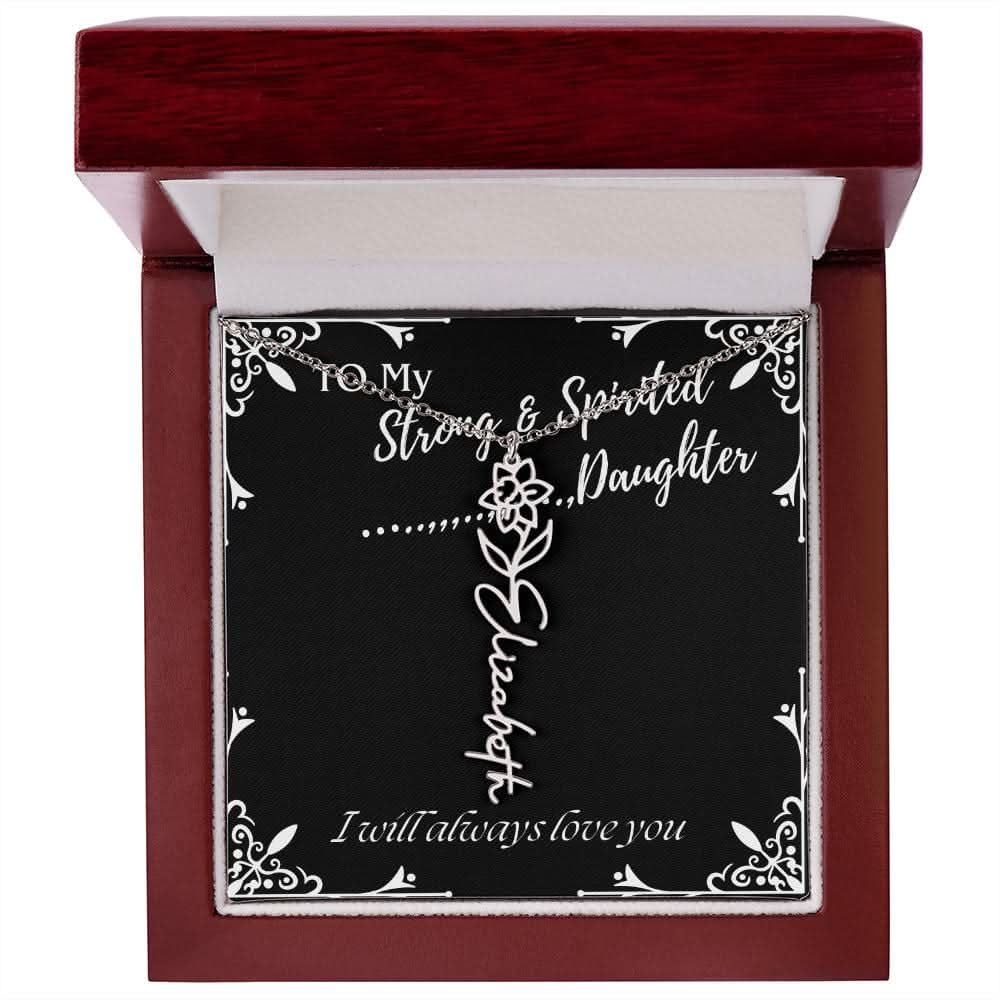 ShineOn Fulfillment Jewelry To My Strong & Spirited Daughter Custom Name Necklace, Daughter Gift From Dad, Mom, Daughter Jewelry, With Message Card And Gift Box