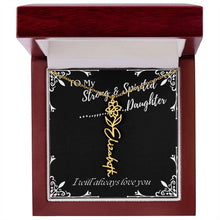 ShineOn Fulfillment Jewelry 18k Yellow Gold Finish / Luxury Box / March To My Strong & Spirited Daughter Custom Name Necklace, Daughter Gift From Dad, Mom, Daughter Jewelry, With Message Card And Gift Box