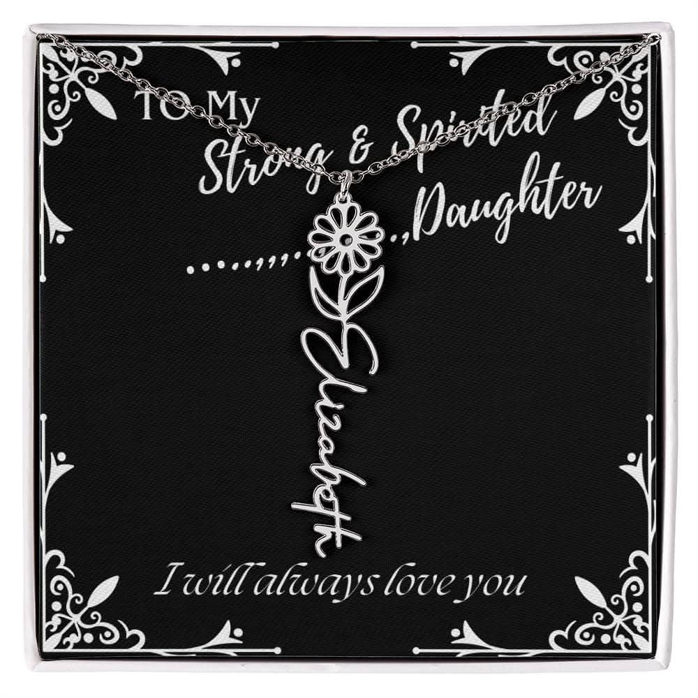 ShineOn Fulfillment Jewelry To My Strong & Spirited Daughter Custom Name Necklace, Daughter Gift From Dad, Mom, Daughter Jewelry, With Message Card And Gift Box