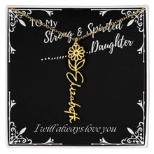 ShineOn Fulfillment Jewelry 18k Yellow Gold Finish / Standard Box / April To My Strong & Spirited Daughter Custom Name Necklace, Daughter Gift From Dad, Mom, Daughter Jewelry, With Message Card And Gift Box