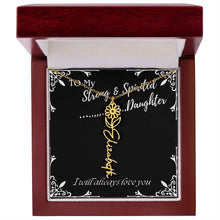 ShineOn Fulfillment Jewelry 18k Yellow Gold Finish / Luxury Box / April To My Strong & Spirited Daughter Custom Name Necklace, Daughter Gift From Dad, Mom, Daughter Jewelry, With Message Card And Gift Box