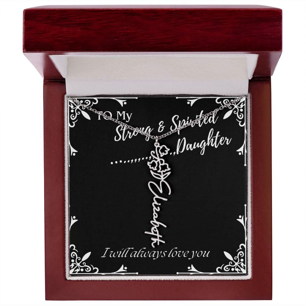 ShineOn Fulfillment Jewelry To My Strong & Spirited Daughter Custom Name Necklace, Daughter Gift From Dad, Mom, Daughter Jewelry, With Message Card And Gift Box