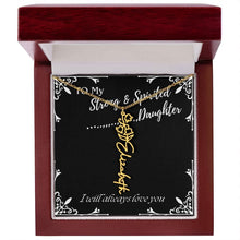 ShineOn Fulfillment Jewelry 18k Yellow Gold Finish / Luxury Box / May To My Strong & Spirited Daughter Custom Name Necklace, Daughter Gift From Dad, Mom, Daughter Jewelry, With Message Card And Gift Box