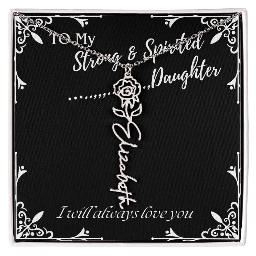 ShineOn Fulfillment Jewelry To My Strong & Spirited Daughter Custom Name Necklace, Daughter Gift From Dad, Mom, Daughter Jewelry, With Message Card And Gift Box