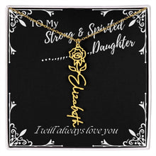 ShineOn Fulfillment Jewelry 18k Yellow Gold Finish / Standard Box / June To My Strong & Spirited Daughter Custom Name Necklace, Daughter Gift From Dad, Mom, Daughter Jewelry, With Message Card And Gift Box