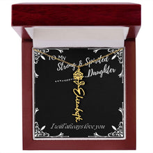 ShineOn Fulfillment Jewelry 18k Yellow Gold Finish / Luxury Box / July To My Strong & Spirited Daughter Custom Name Necklace, Daughter Gift From Dad, Mom, Daughter Jewelry, With Message Card And Gift Box