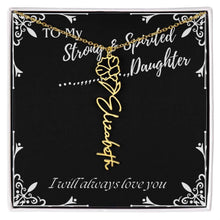 ShineOn Fulfillment Jewelry 18k Yellow Gold Finish / Standard Box / September To My Strong & Spirited Daughter Custom Name Necklace, Daughter Gift From Dad, Mom, Daughter Jewelry, With Message Card And Gift Box