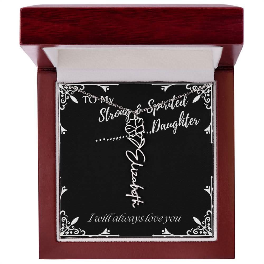 ShineOn Fulfillment Jewelry To My Strong & Spirited Daughter Custom Name Necklace, Daughter Gift From Dad, Mom, Daughter Jewelry, With Message Card And Gift Box