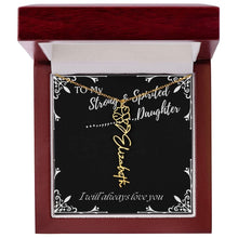 ShineOn Fulfillment Jewelry 18k Yellow Gold Finish / Luxury Box / September To My Strong & Spirited Daughter Custom Name Necklace, Daughter Gift From Dad, Mom, Daughter Jewelry, With Message Card And Gift Box