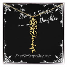 ShineOn Fulfillment Jewelry 18k Yellow Gold Finish / Standard Box / October To My Strong & Spirited Daughter Custom Name Necklace, Daughter Gift From Dad, Mom, Daughter Jewelry, With Message Card And Gift Box
