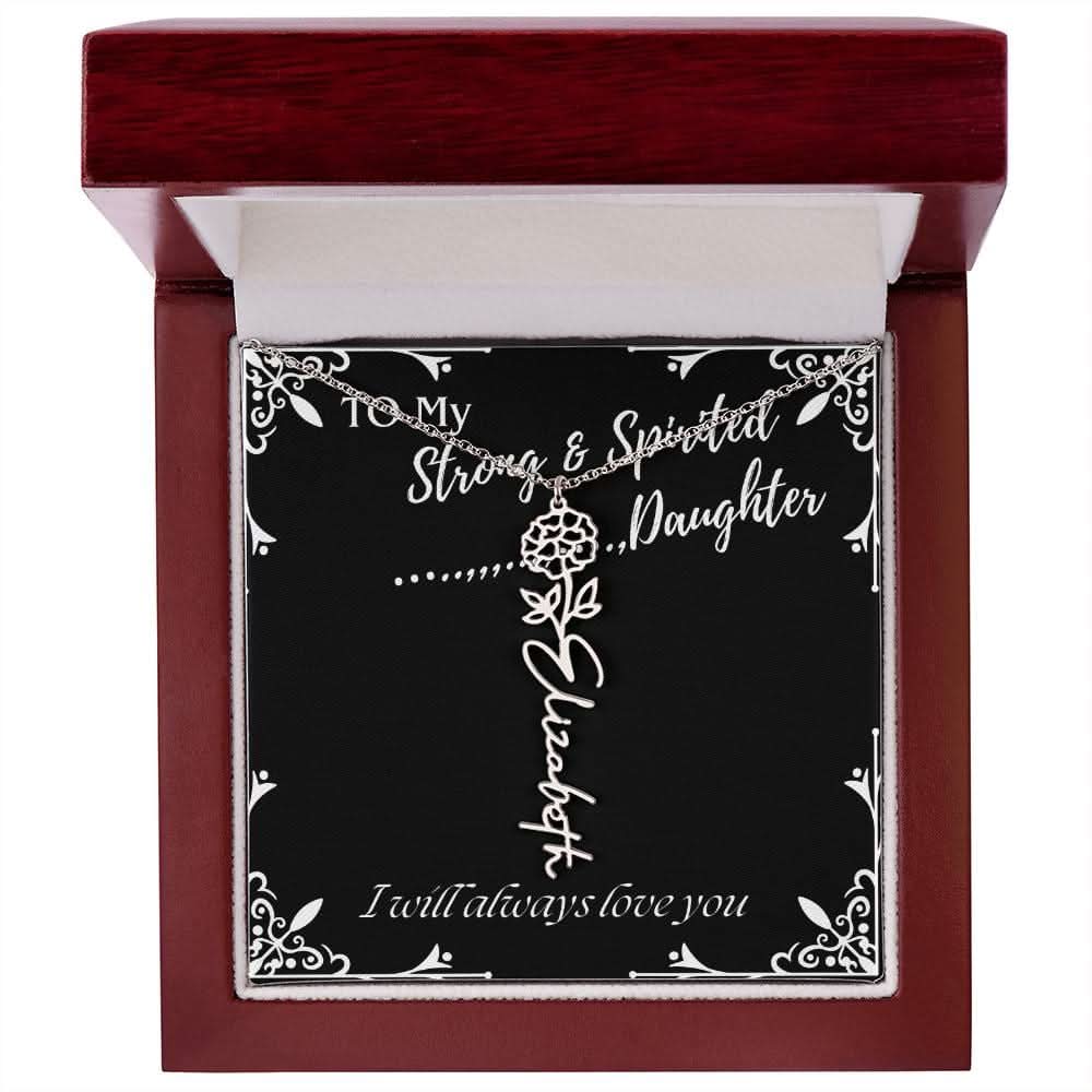 ShineOn Fulfillment Jewelry To My Strong & Spirited Daughter Custom Name Necklace, Daughter Gift From Dad, Mom, Daughter Jewelry, With Message Card And Gift Box