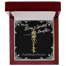 ShineOn Fulfillment Jewelry 18k Yellow Gold Finish / Luxury Box / October To My Strong & Spirited Daughter Custom Name Necklace, Daughter Gift From Dad, Mom, Daughter Jewelry, With Message Card And Gift Box