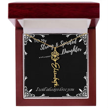 ShineOn Fulfillment Jewelry 18k Yellow Gold Finish / Luxury Box / November To My Strong & Spirited Daughter Custom Name Necklace, Daughter Gift From Dad, Mom, Daughter Jewelry, With Message Card And Gift Box