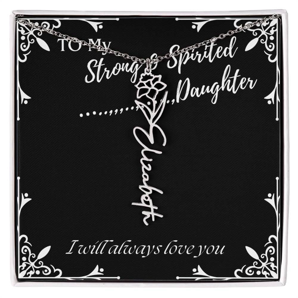 ShineOn Fulfillment Jewelry To My Strong & Spirited Daughter Custom Name Necklace, Daughter Gift From Dad, Mom, Daughter Jewelry, With Message Card And Gift Box