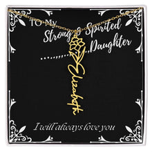 ShineOn Fulfillment Jewelry 18k Yellow Gold Finish / Standard Box / December To My Strong & Spirited Daughter Custom Name Necklace, Daughter Gift From Dad, Mom, Daughter Jewelry, With Message Card And Gift Box