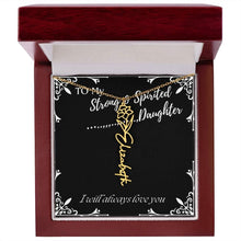 ShineOn Fulfillment Jewelry 18k Yellow Gold Finish / Luxury Box / December To My Strong & Spirited Daughter Custom Name Necklace, Daughter Gift From Dad, Mom, Daughter Jewelry, With Message Card And Gift Box